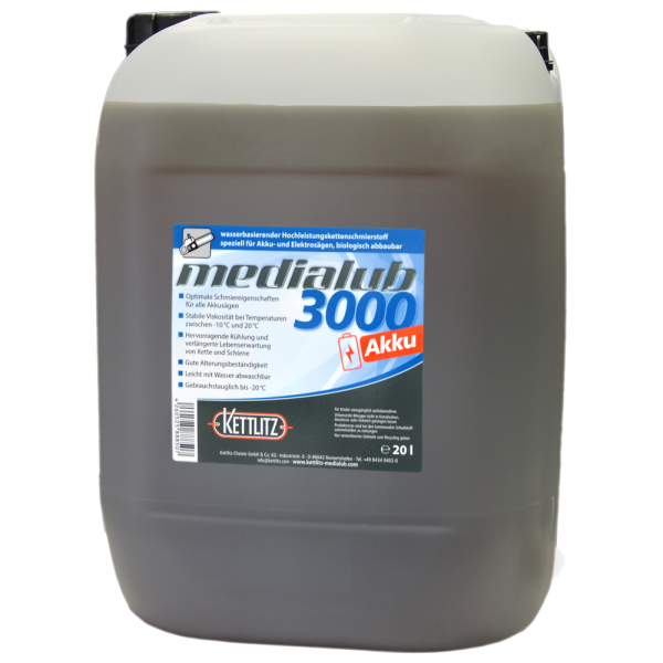 KETTLITZ-Medialub 3000 AKKU Wasserbasierendes Kettenöl - 20 Liter "Blauer Engel" nach RAL-UZ-178